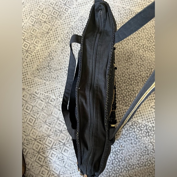 America & Beyond Luxe Love Tote- Hand Beaded Large Black Tote - Picture 6 of 12